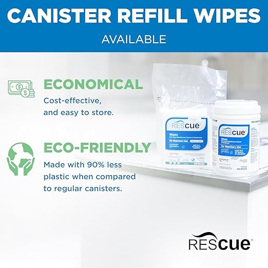 REScue One-Step Disinfectant Cleaner & Deodorizer Wipes for Vet Use – Cleaner for Kennels, Litter Boxes, Vet Offices, Pet Grooming Surfaces, Pet Items – Wipes Canister, 160-Count (4 Pack)