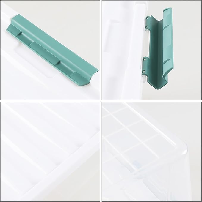 35 Quart Stackable Plastic Clear Storage Bins with Lids, 6 Packs | Plastic Latching Organization Tote Boxes