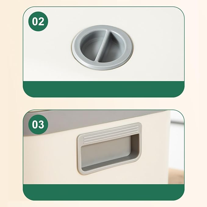 HERCHR One Button Open Cover Rice Bucket, Airtight Rice Storage Container with Visual Window Multifunctional Pet Food Dispenser Dry Food Storage Bin