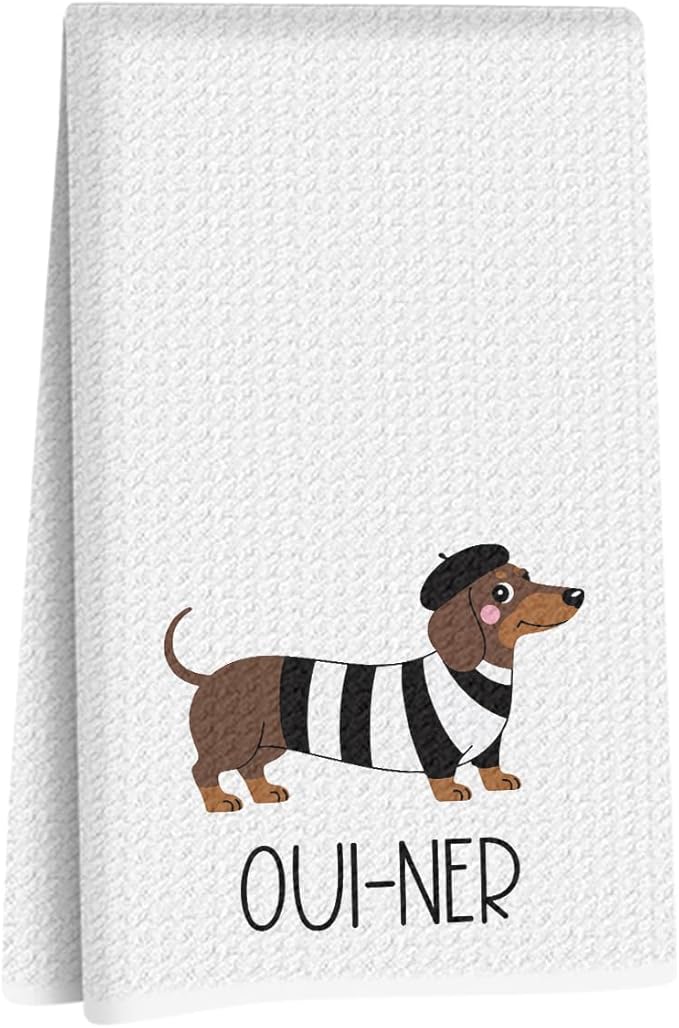 Hanamiya Na Dachshund Kitchen Towels 24x14 Inch, Dachshund Gifts Reusable Cleaning Dish Towels for Kitchen Bathroom Decor, Waffle Weave Hand Cloth Tea Towel, Funny Dog Gifts for Women Mom Friend