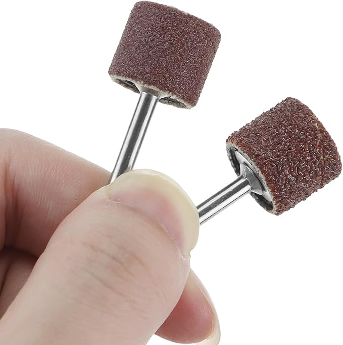 QWORK Pet Nail Grinder Replacement Kit - 20 Sanding Bands (60 & 100 Grit) & 2 Grinding Drums for Dog Claw Care - 0.5 Inch Grooming Tool Accessory for Trimming & Smoothing