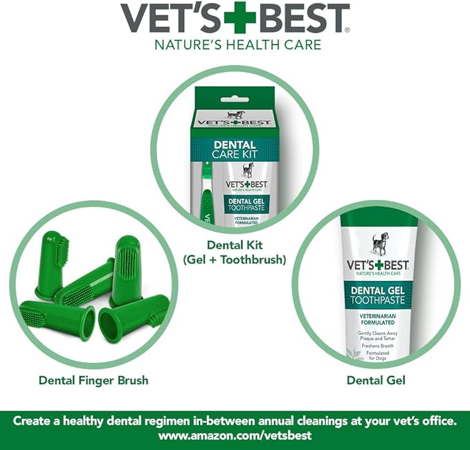 Vet’s Best Dog Toothbrush - Easy Teeth Cleaning for Dog Dental Care, Perfect for Dogs and Cats - Comes With 10 Soft Finger Brushes Per Pack