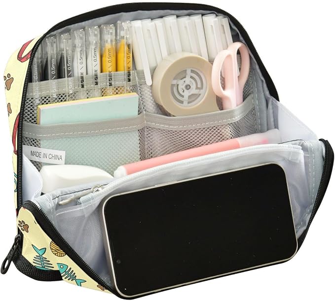 Pencil Case Large Capacity Pencil Pouch with Zipper | Portable Pen Bag Organizer Standing Makeup Bag for Office Women Men Pet Supplies