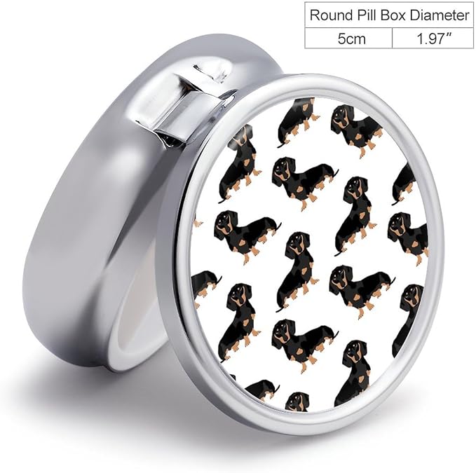 Dachshund Weiner Pet Dogs Pill Box 3 Compartment Small Pill Case for Purse Travel Pill Organizer Metal Pill Holder Portable Pill Container Medicine Organizer for Vitamin Fish Oil Supplements
