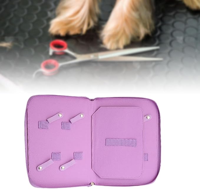 Pet Grooming Tool Storage Case Dog or Cat Grooming Supplies Dog Grooming Bag Portable PU Leather Storage Organizer Suitable for Professional Pet, Violet