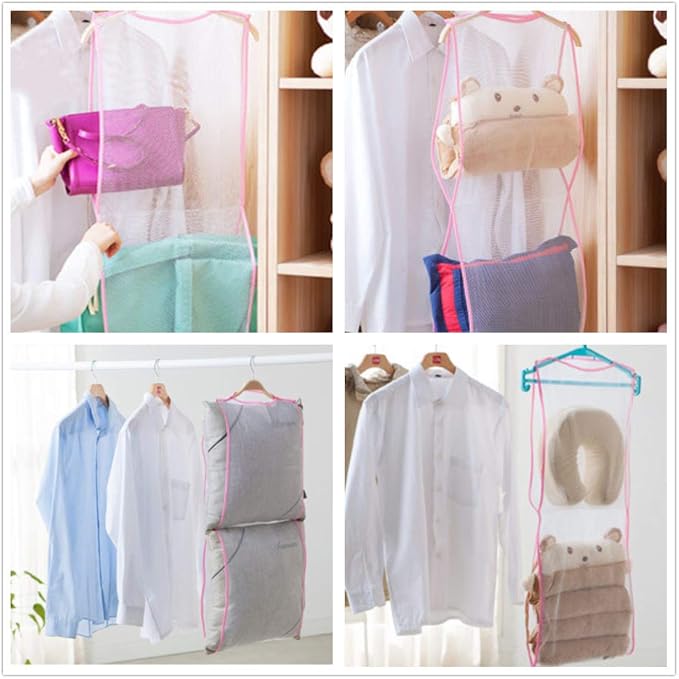 DurReus Cute Sleeping Pillow Pet Basking Holder Hanging Heavy Duty Space Saver Mesh Bags Shoe Dryer Basket Closet Storage Accessory Organizers Two Layer,2 Pack