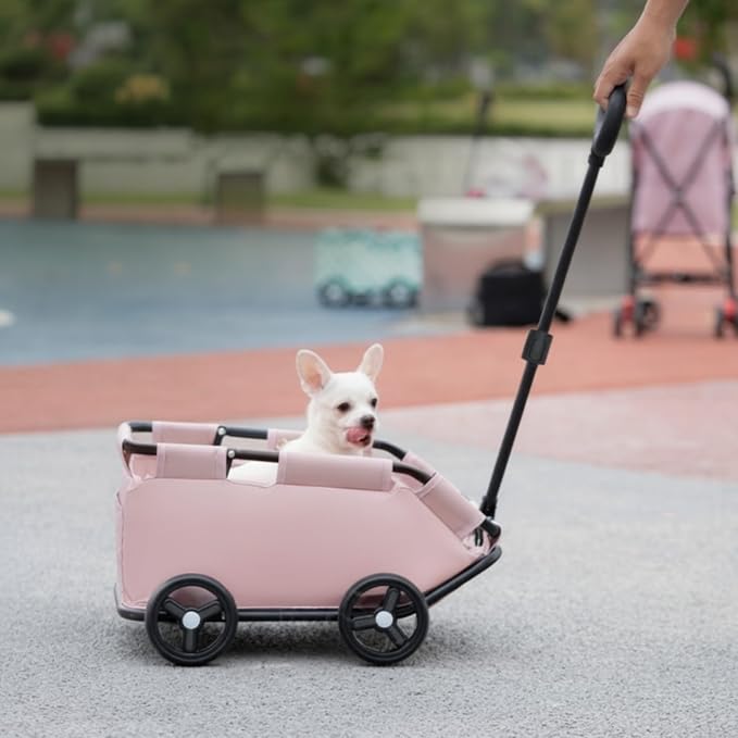 Foldable Cart Pet Pet Carriage Pet Carrier with Easy Storage Fold and 360 Degree Handle for Smooth Direction Changes Suitable for Sidewalks Park Lanes Short Trips Camping, Array, Gray