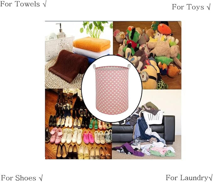 MAIZMZ Pink Laundry Basket Kids Hamper Storage Bins Girls Nursery Hamper Waterproof Organizer Toy Box Large Canvas Collapsible Chest for for Bedroom,Clothes Organizer Basket,Toys Bin,Room Decor