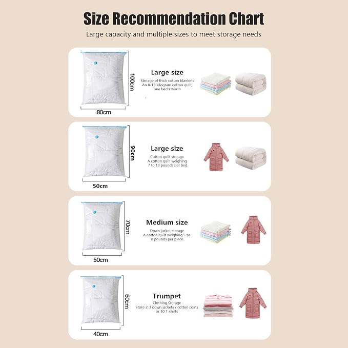 Of 11 Vacuum Compression Bags with Hand Pumps for Space Saving Clothes Storage and Efficient Wardrobe Organization Clothes Storage