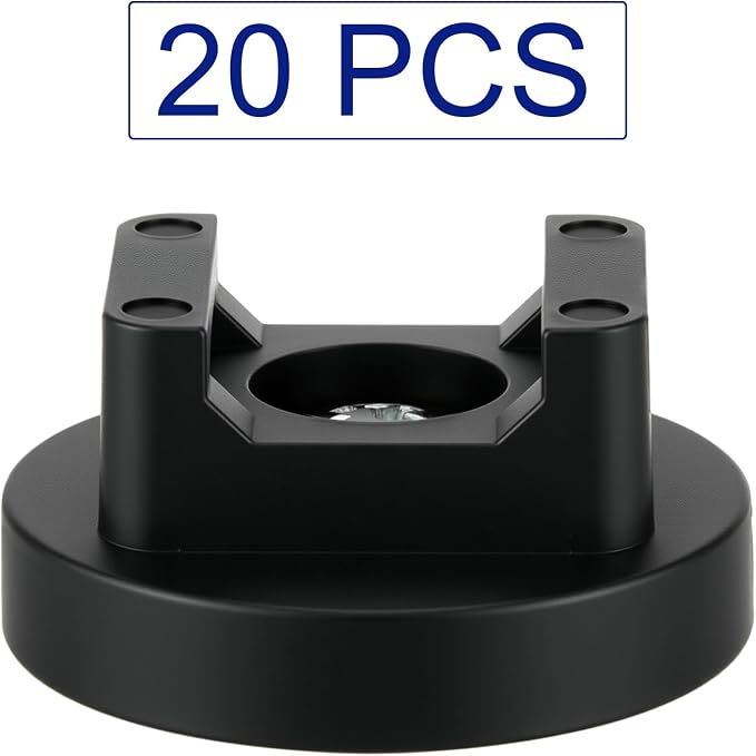 Yookeer 20 Pcs Magnetic Zip Tie Mount Cable Clips Black,31 Mm | Multipurpose Cable Clips Wire holder for Electrical Wiring, Magnet Base for Metal Surfaces, Without Drilling, Reusable