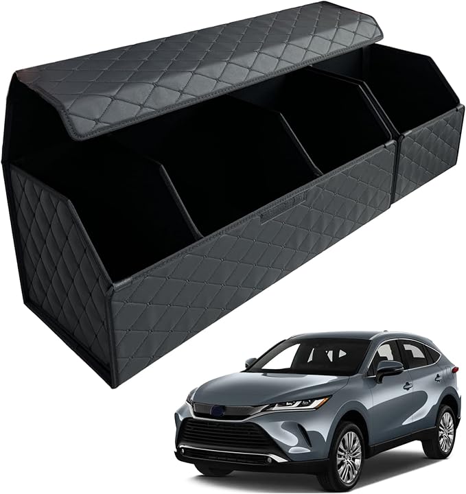 Car Trunk Organizer for For Toyota Venza - Custom Fit,Easy Installation，Large Space Outdoor Trunk Organizer with Leather,Hook and Loop Fastener,4-Layer Cover,For Toyota Venza 2021-2024