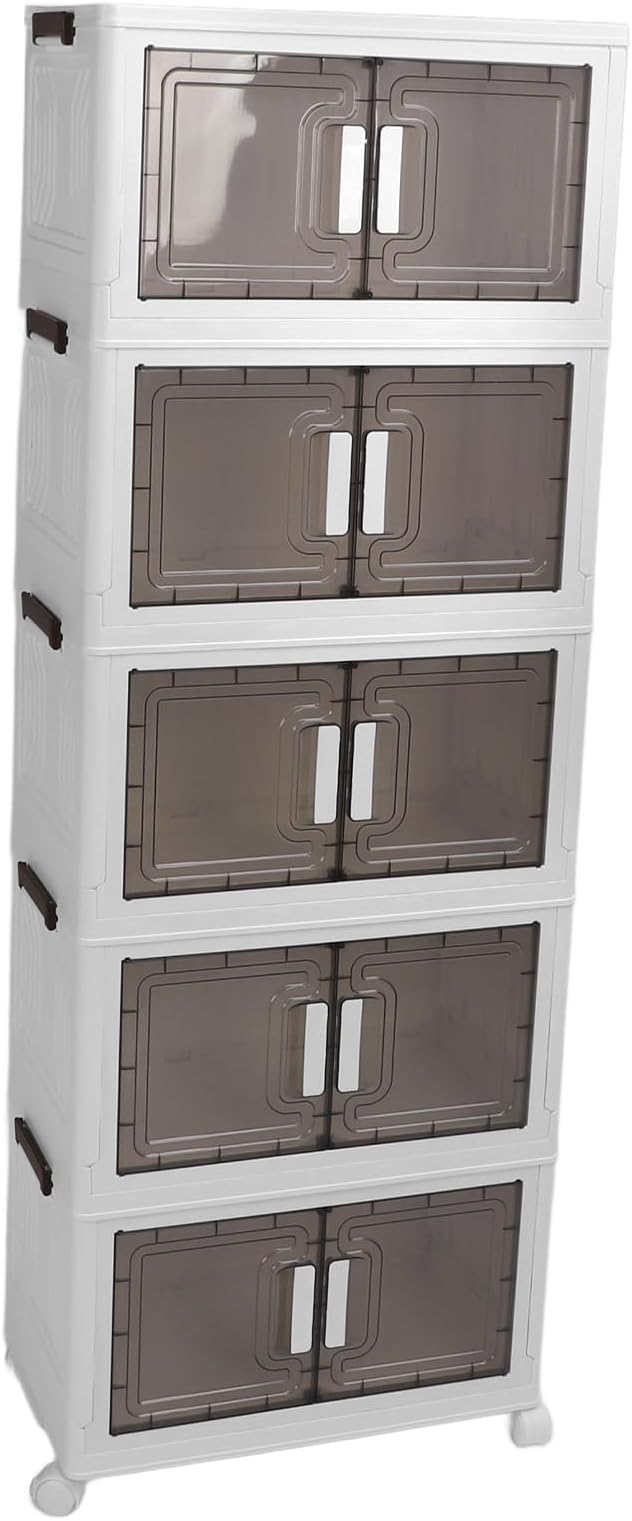 Brrnoo Multi-tier folding storage bin with wheels, 5 layers, 30x30x119 cm