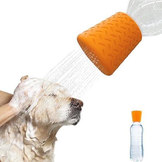 Portable Outdoor Shower For Dogs,Portable Shower Head,Bottle Attachment For Portable Outdoor Shower,Works with Most Plastic Water or Soda Bottles from 16 oz to 2 Liters(Orange)