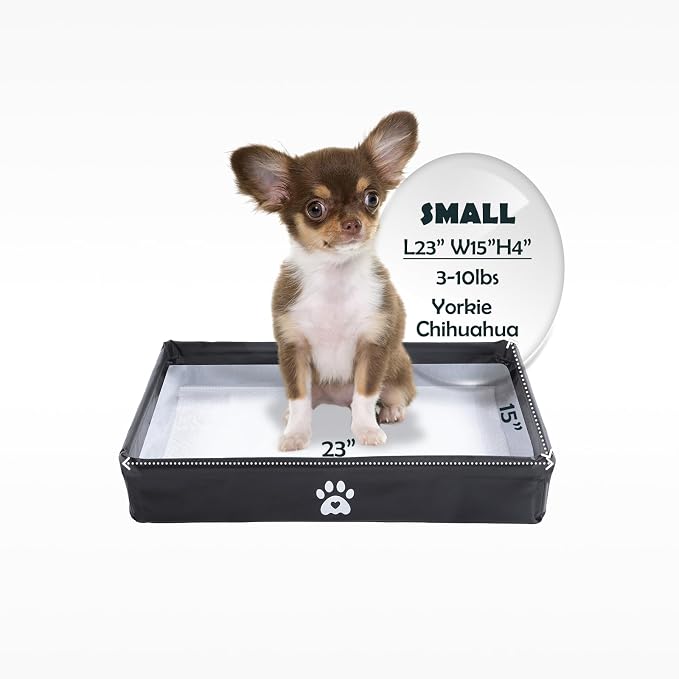 MEEXPAWS Puppy Pee Pad Holder, Foldable Dog Litter Box Indoor Potty Tray | Small High Side Leak-proof Potty Pad Holder for Dogs, Easy Clean Portable Liner Base, Dog Toilet for Potty Training