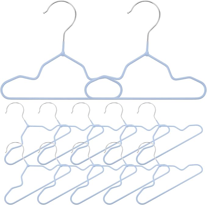 BESTYASH 20pcs Anti-Slip Pet Clothes Rack Hangers for Dog and Cat Apparel Organizer, Lightweight Metal and Plastic-Dipped Small Clothes Rack for Puppy, Kitten, and Clothing, Space-Saving