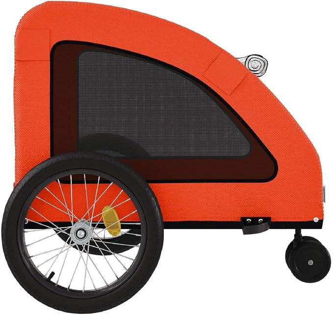 Pet Bike Trailer for Small Dogs, Foldable Bicycle Cargo Trailer with Iron Frame and Oxford Fabric, Includes Mesh Windows, Reflectors and Flag for Safety