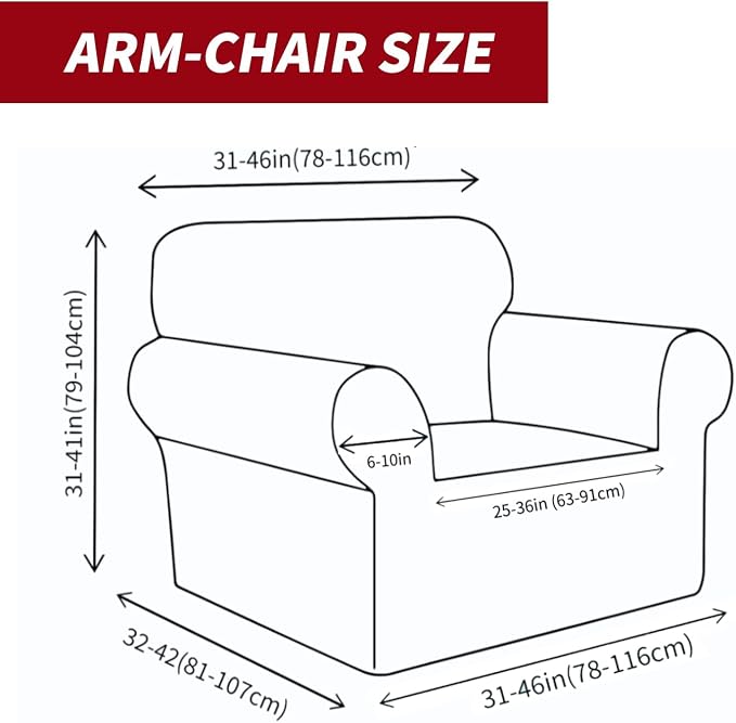 YEMYHOM Couch Cover Latest Jacquard Design High Stretch Sofa Chair Covers for Living Room, Pet Dog Cat Proof Armchair Slipcover Non Slip Magic Elastic Furniture Protector (Small, Christmas Wine Red)