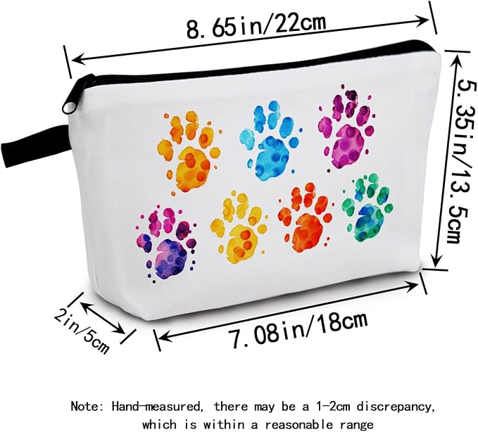 Colorful Dog Paw Makeup Bag for Women Travel Cosmetic Organizer Bag Teacher Appreciation Gifts Small Zipper Toiletry Bag