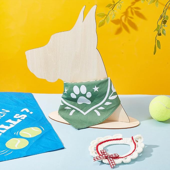 AHANDMAKER Dog Silhouette Display Stand Plywood Pet Scarf Display Cabinet Wood Pet Bib Cases Small Craft Show Photography Props with Easy Installation for Dog Accessory Bib Bandana Scarf Store Display