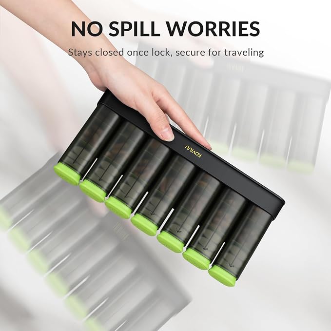 KOVIUU Weekly Pill Organizer 3X a Day, Large Daily 7-Day Pill Box, Green | Detachable Pill Case with 3 Compartments | Travel Pill Container Holder for Vitamins, Supplements, Medications | BPA-Free