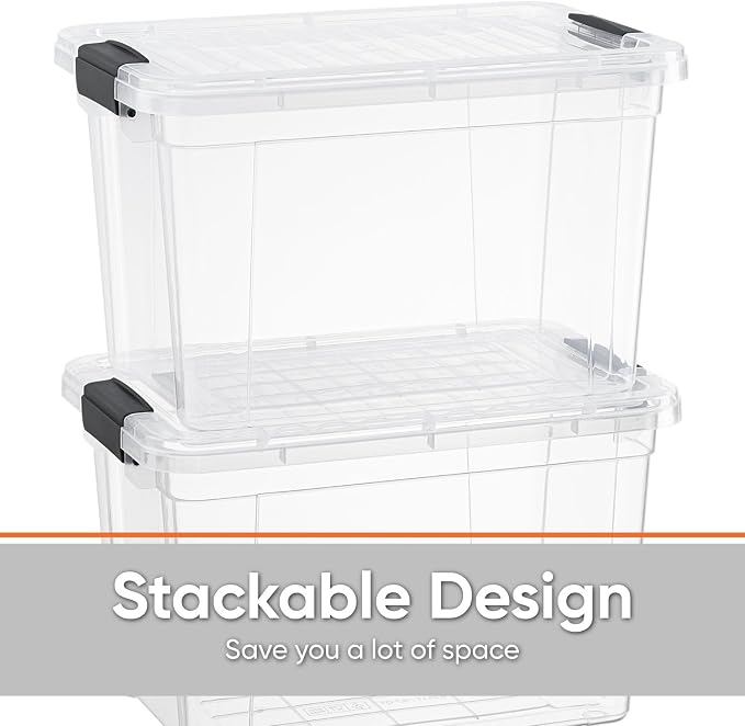 Superio 8.7 Quart Clear Plastic Storage Boxes with Lids, Stackable Organizer Containers, BPA-Free Storage Bins for Home, Office, School & Dorm, 5 Pack