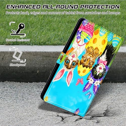 Universal Tablet Case for T-Mobile Revvl Tab 2 10.1" Model:9185W 2025/Revvl Tab 5G 10.36" 2023, 360 Degree Rotating Kickstand Protective Stand Leather Shell Cover for 9"-10.5", Rabbit Cat