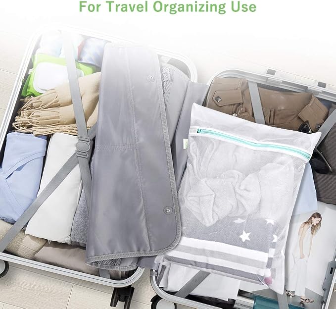 OTraki 2 PCS Mesh Laundry Bags, 16 x 20 inch Net Washing Bag with Zips Laundry Bags for Washing Machine Delicates Laundry Bag for Socks Bra Stockings Garment Underwear