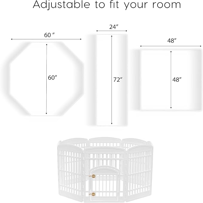 IRIS USA 8-Panel Dog Playpen, Pet Enclosure, White | Pet Containment, Custom Pen Configuration, Multi-Shape Setup, Flexible Boundary, Stable Non-Tip Base, Tool-Free Assembly