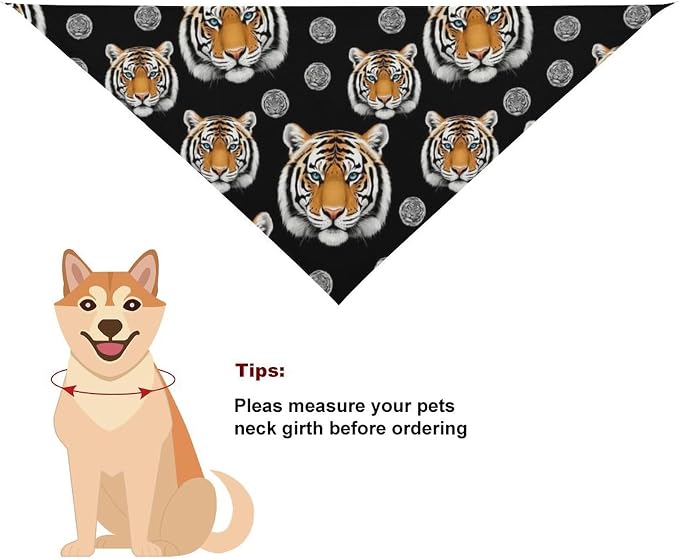 Lightweight and Comfortable Pet Scarves White Tiger Dots Tigers for Dogs Outdoor Activities, Going Out, Daily Use, Casual Fashion Cats Scarf