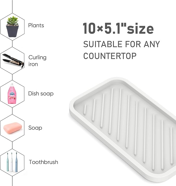 Silicone Sponge Holder-Large Thick Durable 10" Sink Organizer Tray-Kitchen