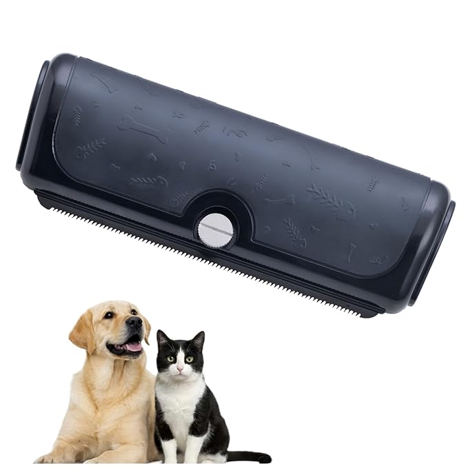 Dog & Cat Deshedding Brush, Undercoat Grooming Tool for Short to Medium and Double Coats, Detachable Metal Shedding Blade, Ergonomic Non-Slip Handle, Black