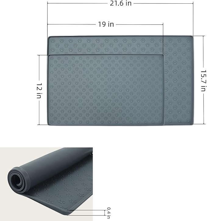 Waterproof Silicone Under Sink Mat Pet Cat Puppy Essentials (Dark Gray, 19'' x 12'')