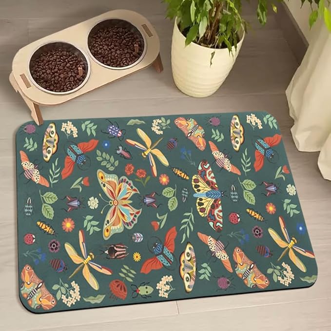 Dog Food Mats for Floors Waterproof, Pet Water Bowl Mats Pet Feeding Absorbent Placemats 24 * 32 inch