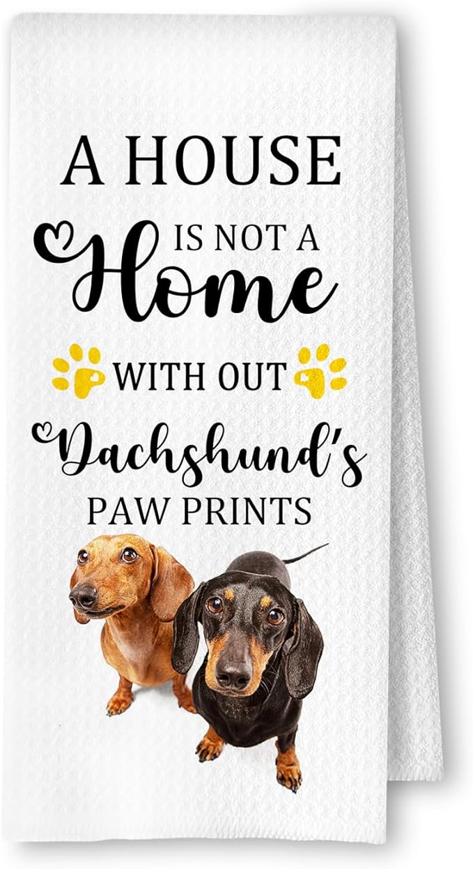 Dachshund Kitchen Towels, Dachshund Lover Gifts Hand Towels for Bathroom Decor, Weiner Dog Gifts Dish Tea Towels for Kitchen Decor, Dachshund Gifts for Women Men, Doxie Gifts, 16x24 Inch