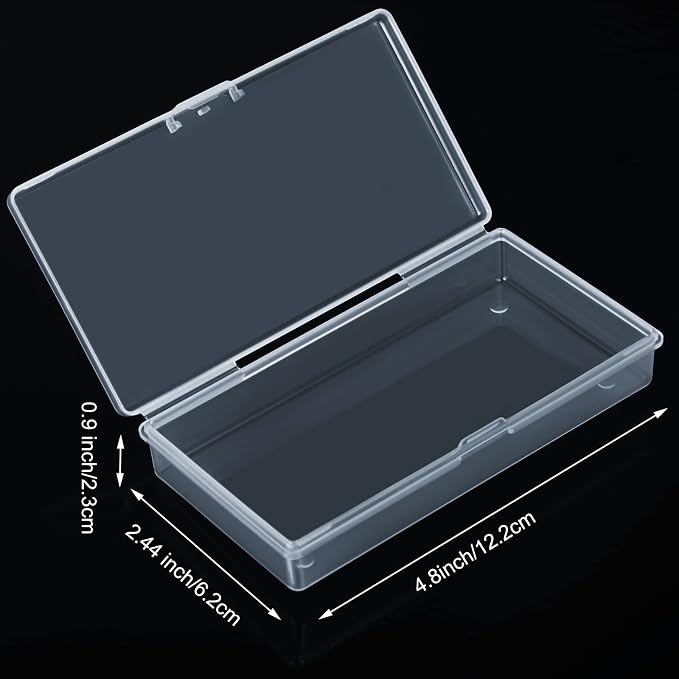 SATINIOR 24 Packs Small Clear Plastic Beads Storage Containers Box with Hinged Lid for Storage of Small Items, Crafts, Jewelry, Hardware(4.8 x 2.4 x 0.9 in)