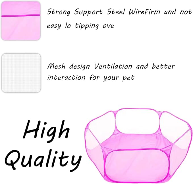 Small Animals Playpen, Portable Pop-up Open Interactive Pet Tent, Indoor Outdoor Fence for Rabbits, Guinea Pig, Hamster, Chinchillas, Kittens, Puppies
