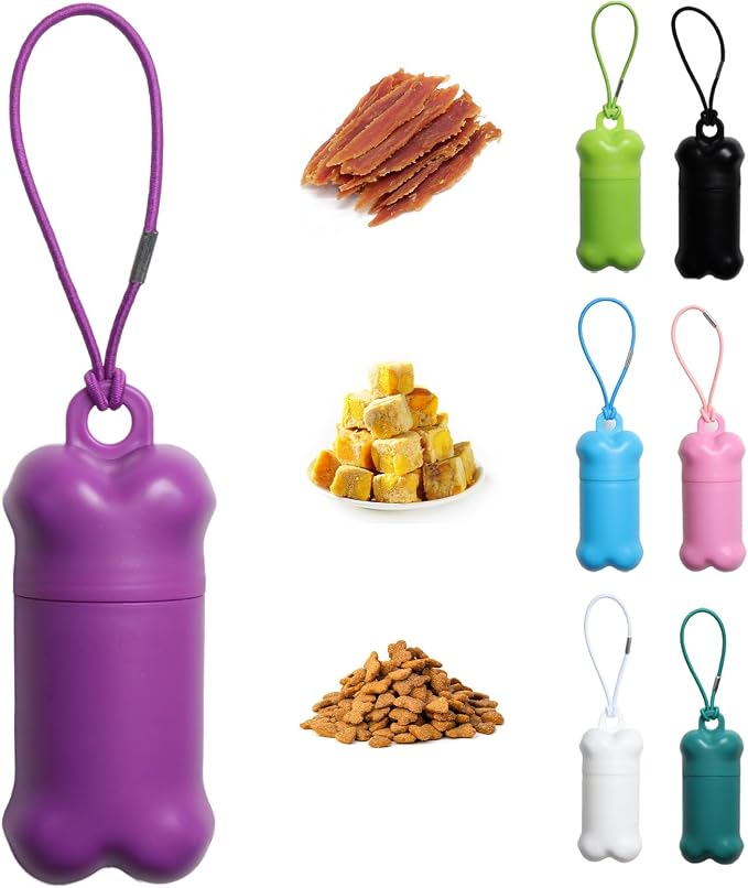 Portable Dog Training Treat Pouch Airtight, (Purple) | Functional Treat Holder Small Dog Treat Bag for Training and Walks, Bone-Shaped Treat Container