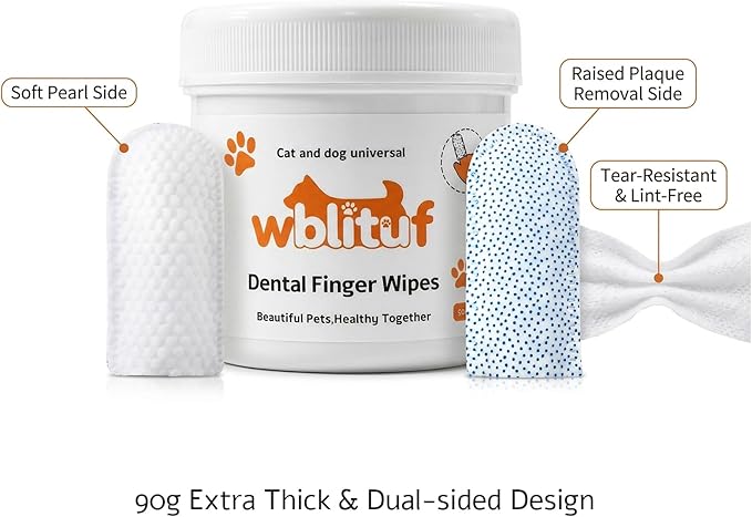 Dog Dental Wipes and Dog Teeth Cleaning Wipes, Puppy Tooth Brushing Kit Alternative for Dental Wipes for Dogs Teeth and Cat Tooth Brush Use, Non Woven Lick Safe No Rinse, 50 Count