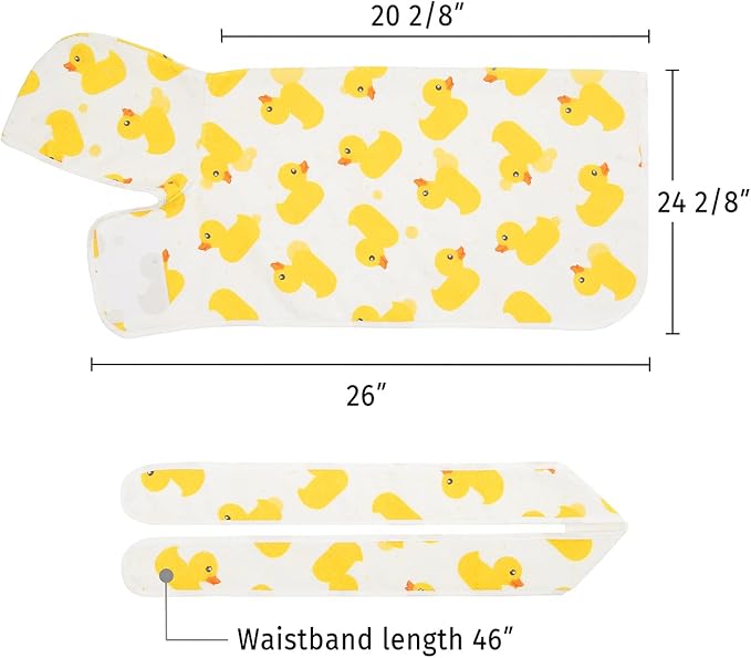 HDE Dog Bathrobe Super Absorbent Quick Drying Puppy Towel Wrap Coat Adjustable After Bath Robes with Hood for Dog Sizes S-XXL White Rubber Ducks M