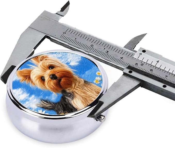 Funny Yorkie Dog Portable Pill Organizer | 3 Compartment, With Mirror, For Men Women, For Daily Supplements, Vitamins, Fish Oil, Jewelry, Candy, Travel