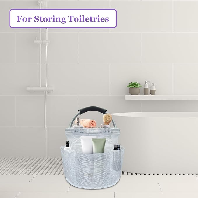 2Pack Portable Cleaning Caddy for Cleaning Supplies, 17L Household Tool Bucket Organizer for Men, Large Cleaning Basket in PVC Resin for Family, Garden, Transparent + Green