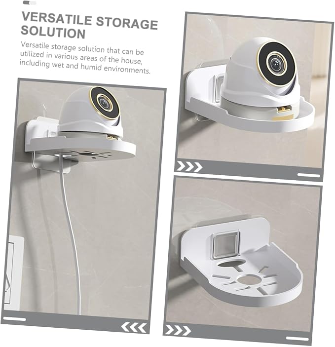 Wall Mounted Camera Shelf Bracket No Drill Indoor Storage for Monitors Speakers Decor Versatile Cable Management Design for Home Dorm Use