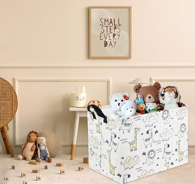 Baby Baskets kids Toy Basket for Boy and Girls Woodland Gift Basket Empty Cute Storage Bin Organizer Box Rectangular Animal Room Decor for Books(Animal)