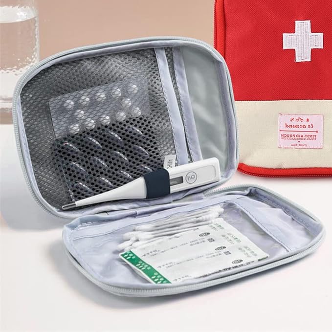 2 Packs Mini First Aid Kit, Empty First Aid Bag Mini Portable Medical Bag First Aid Pouch for Car Cycling Marathon Running Outdoor Camping Hiking Travel Emergency