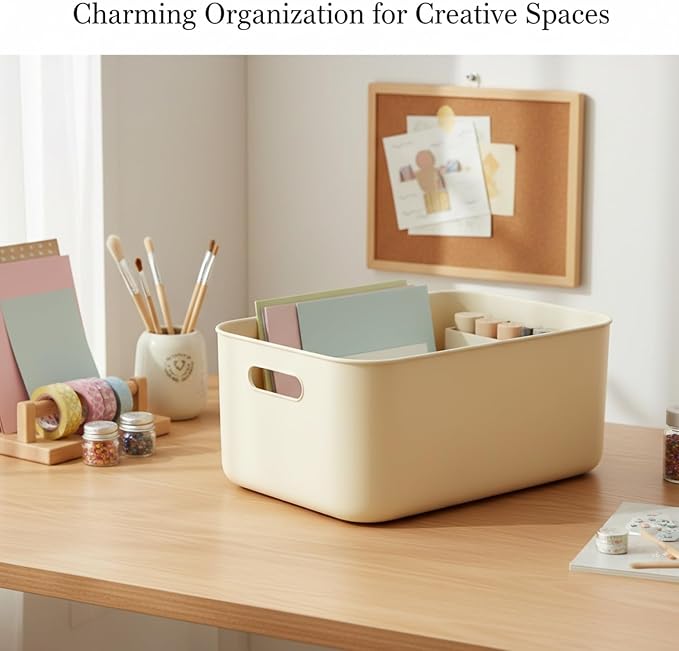 Dog Shaped Storage Bin with Lid and Handle, Decorative PP Plastic Organizer Box for Home, Office, and Craft Supplies
