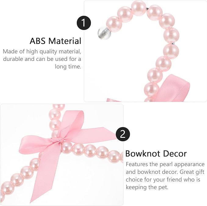 Mipcase 5pcs Creative Pet Clothes Hanger with Pearl Appearance and Bowknot Decor Abs Material Organizer for Pet Clothing to Store and Hang Apparel Efficiently