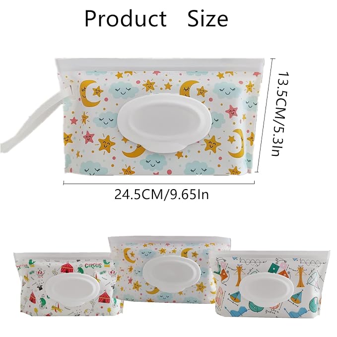 3Pack Baby Wipes Dispenser,Portable Refillable Travel Wet Wipe Pouch,Wipe Container for Bathroom,Car,Travel,Outdoor Camping Sports,Pet Nursery Care,Gifts for Baby Showers of New Parents