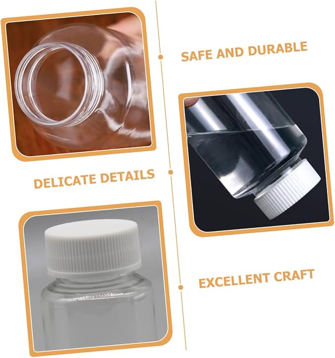 PartyKindom 40pcs Plastic Dispensing Bottles Pet Medicine Bottles Caps Empty for Pills Medicine Organizer for Travel Business