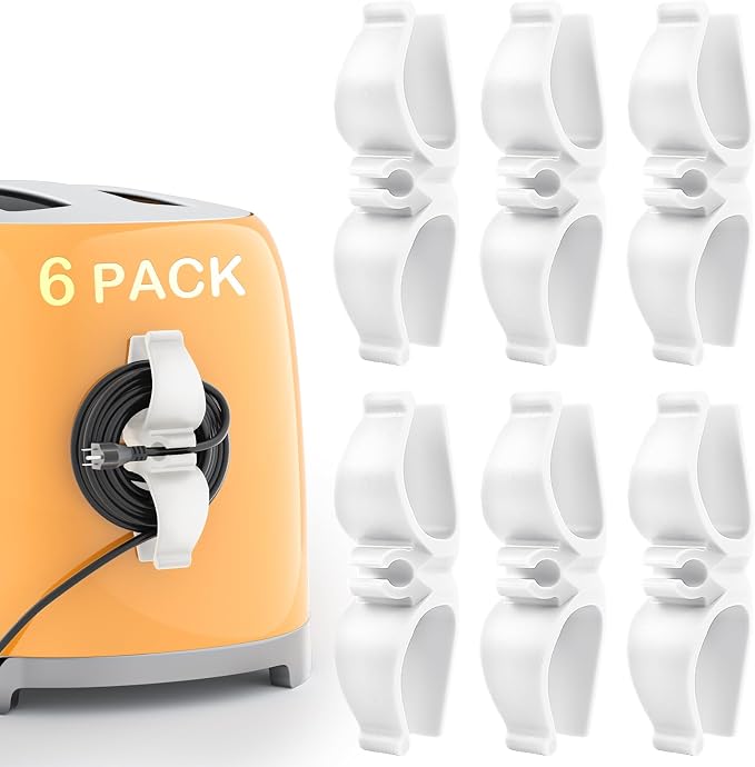 Daisyhome Cord Organizer for Kitchen Appliances-6PCS, Adhesive Cord Holder | Appliance Cord Organizer stick on, Small Kitchen Appliances Cord keeper, Cord Winder for Pressure Cooker, Stand Mixer