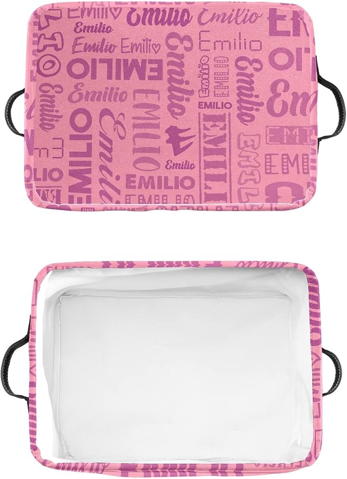 Personalized Toy Box Storage Bins for Boys Girls with Name, Kids Custom Storage Basket Cubes Organizer with Handles, Shelf Closet Storage Baskets Bin Customized Gift, 1 Pack